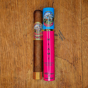 El Mago Miami Art Deco cigar both in and out of the tube