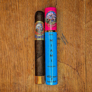 Single El Mago Miami Maduro cigar both in and out of the tube