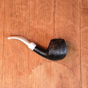 BriarWorks Classic Series Bent Apple pipe in Dark Rusticated with white stem