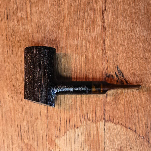 BriarWorks Classic Poker Pipe in Dark Rusticated and tortoise stem