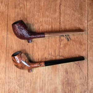 BriarWorks Cutty pipe with long tapered stem in two finishes and stems