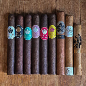 Room 101 Sampler with years 10th-15th anniversary cigars plus Farce Habano Toro, Big Payback Connecticut Robusto and Johnny Tobacconaut Robusto