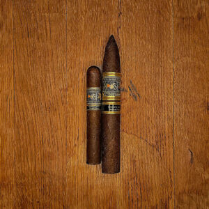 Apostate Moroni’s Trumpet cigar with a Mexican San Andrés Oscuro wrapper in Petite Corona and Torpedo