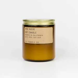Iris Suede soy candle in amber jar