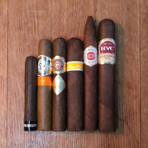 San Andrés cigar sampler with six premium cigars including HVC Edición Especial 2015, RoMa Craft Maestranza, Cavalier Genève USA Regional Exclusive, Casa 1910 Cuchillo Parado, Dapper El Borracho San Andrés Belicoso, and Edgar Hoill Cabronsito at Smokers Abbey Austin