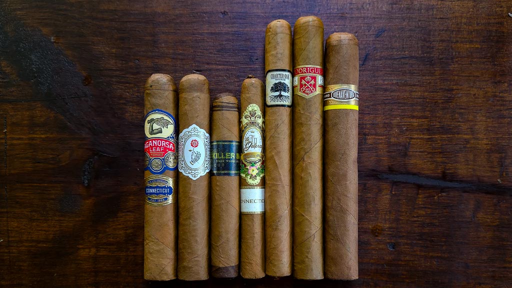 Connecticut cigar sampler seven cigars Smokers Abbey Austin Spotlight Table